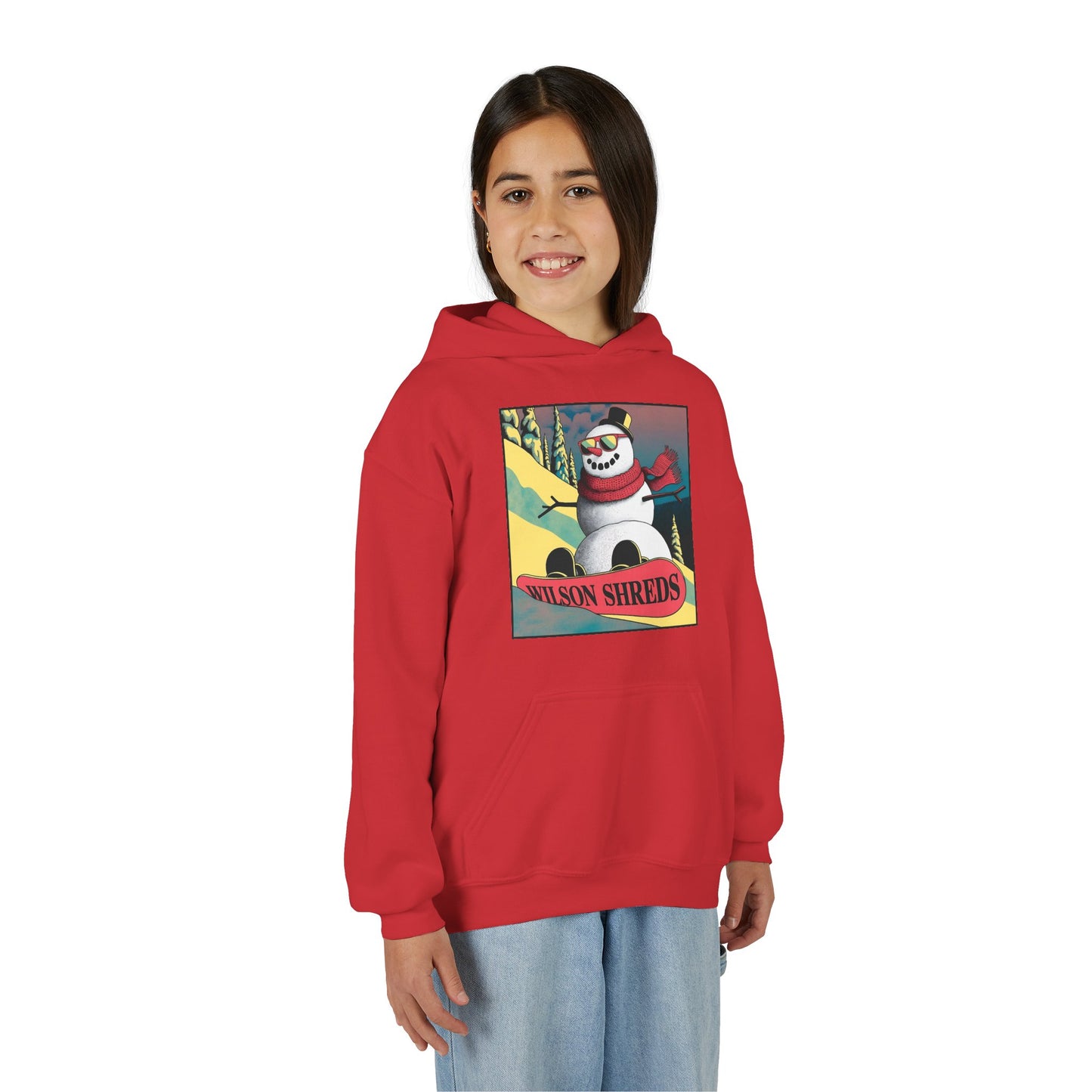 Youth Hooded Sweatshirt - Cool Snowman Graphic