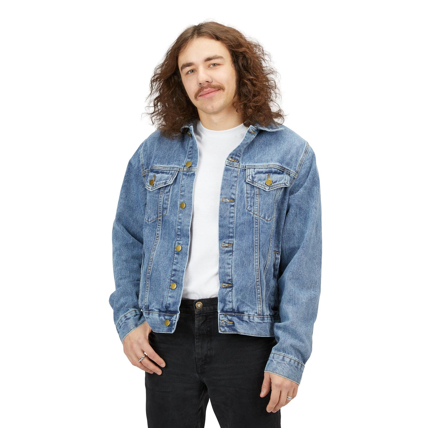 Men's Denim Jacket with Skull Design - Casual Outerwear, Perfect for Rock Festivals, Trendy Streetwear