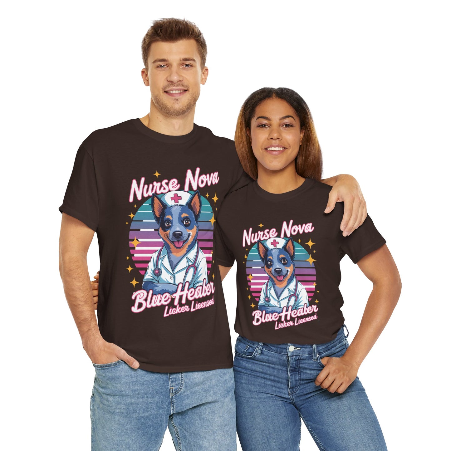 Nurse Dog Blue Healer - Unisex Cotton T-Shirt