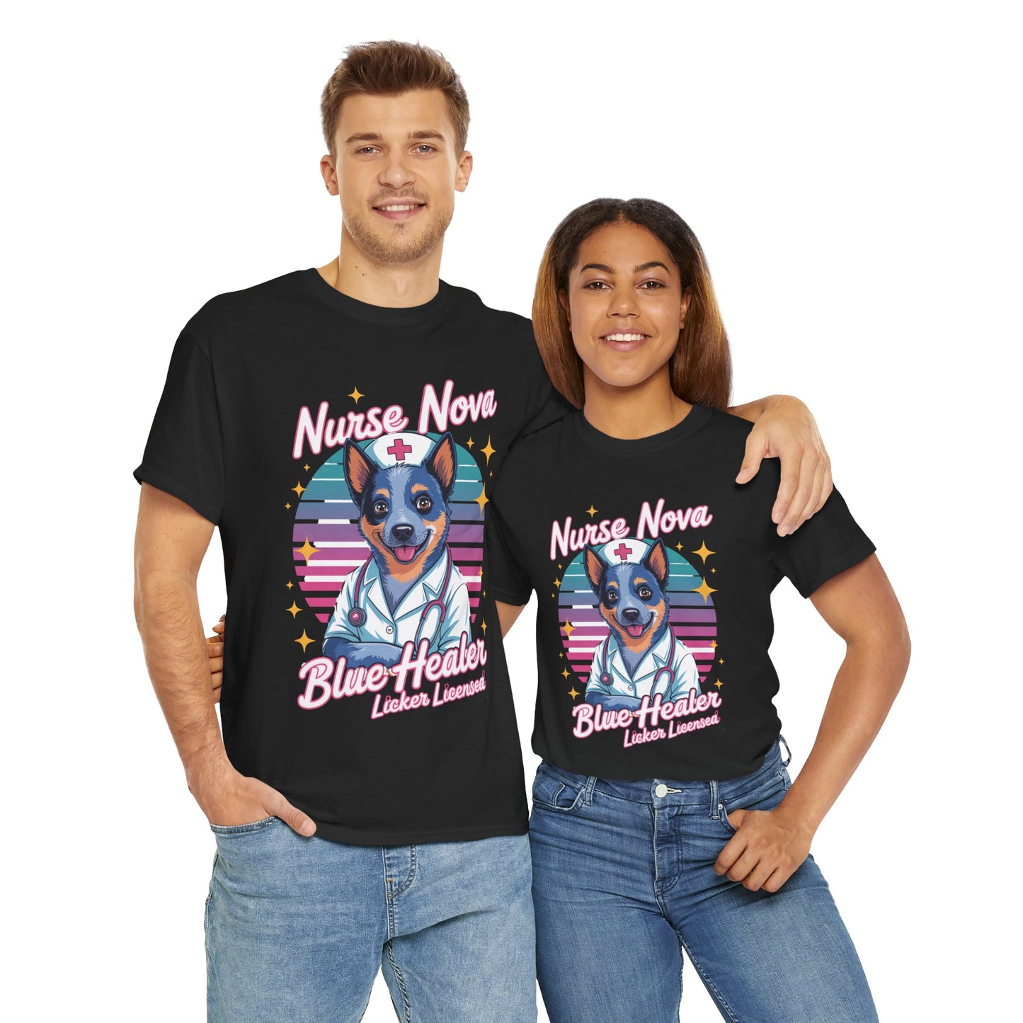 Nurse Dog Blue Healer - Unisex Cotton T-Shirt