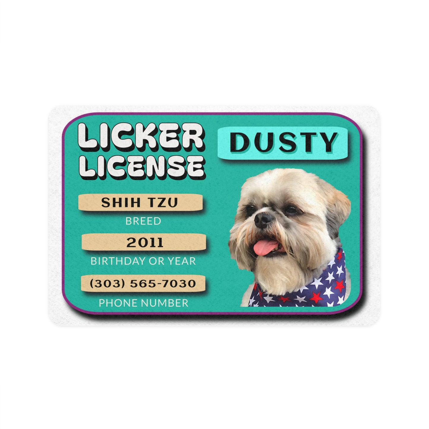 Personalized Licker License for Dogs - Pet Food Mat