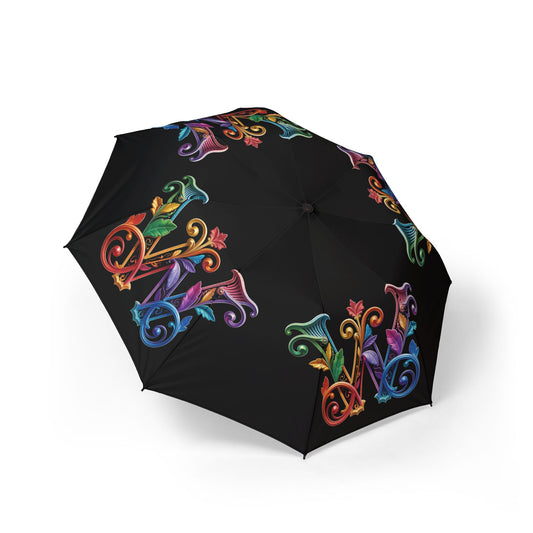 W Text Umbrella, Colorful Patio Umbrella, Stylish Rain Gear, Portable Sunshade, Unique Gift for Outdoor Lovers