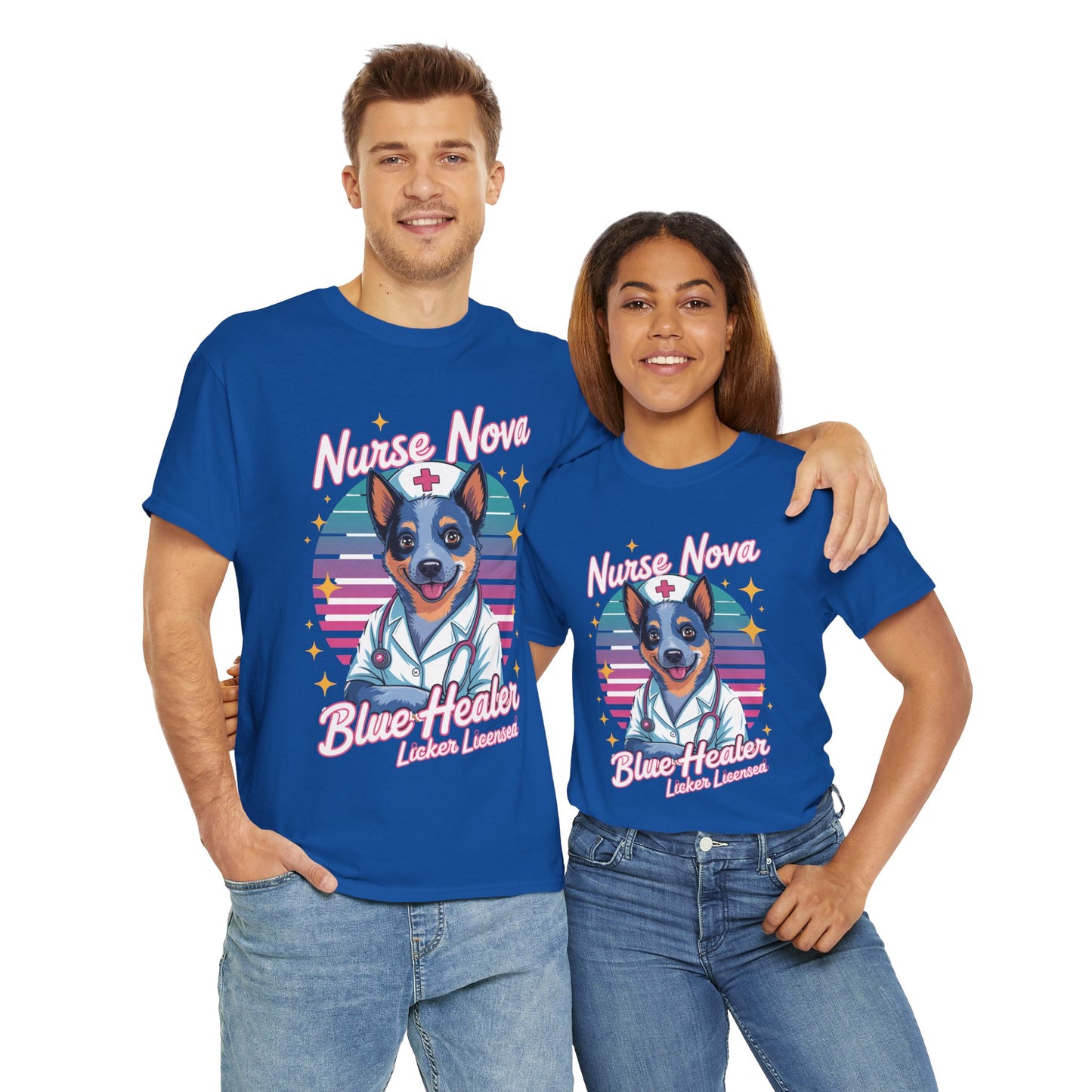 Nurse Dog Blue Healer - Unisex Cotton T-Shirt