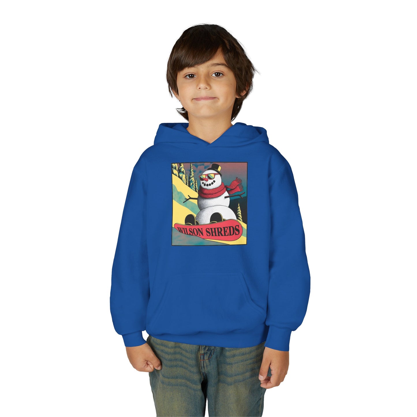 Youth Hooded Sweatshirt - Cool Snowman Graphic