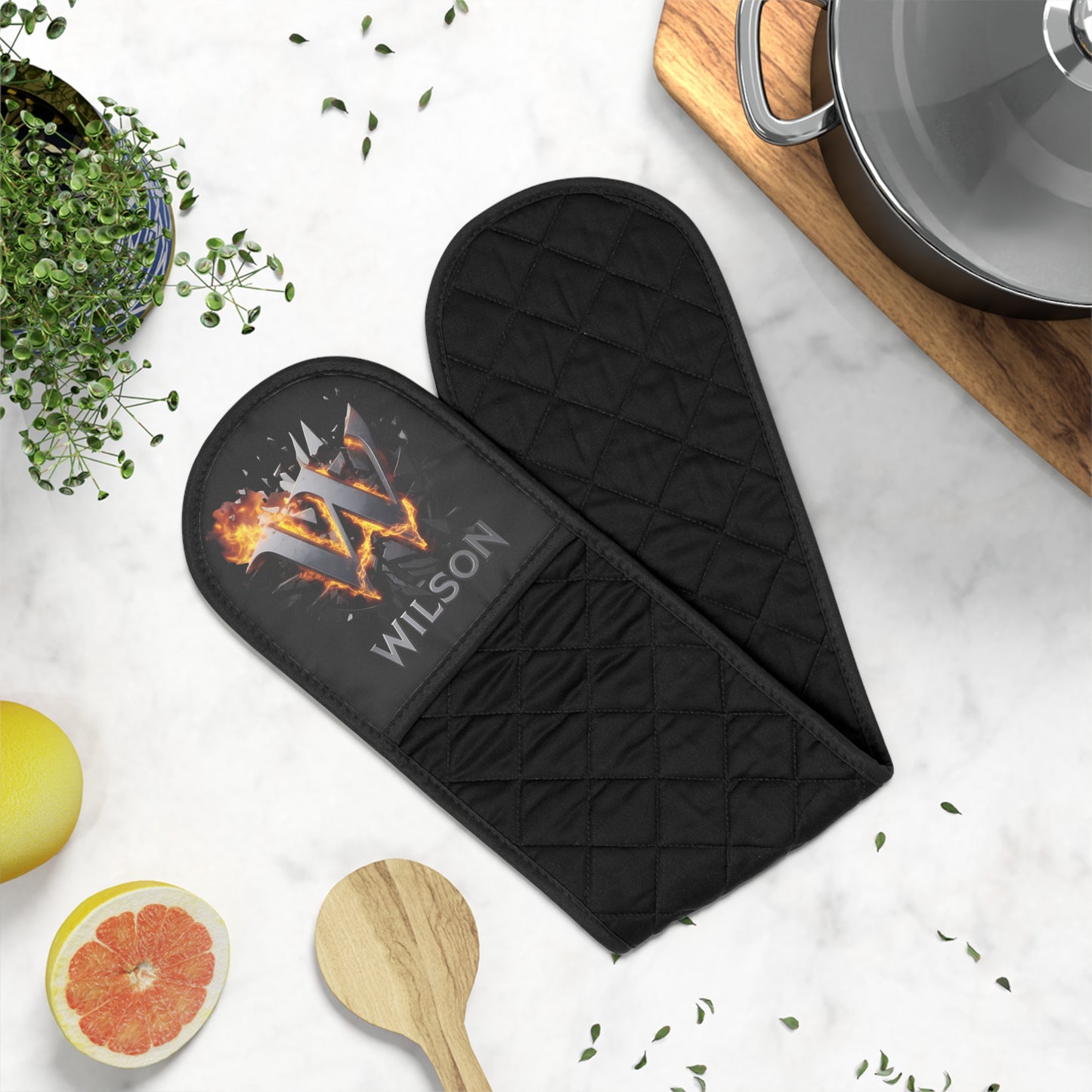 W on Fire - Heat Resistant Oven Mitts