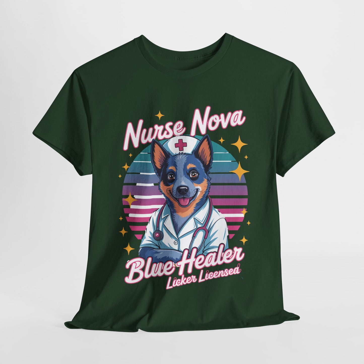 Nurse Dog Blue Healer -  Unisex Cotton T-Shirt