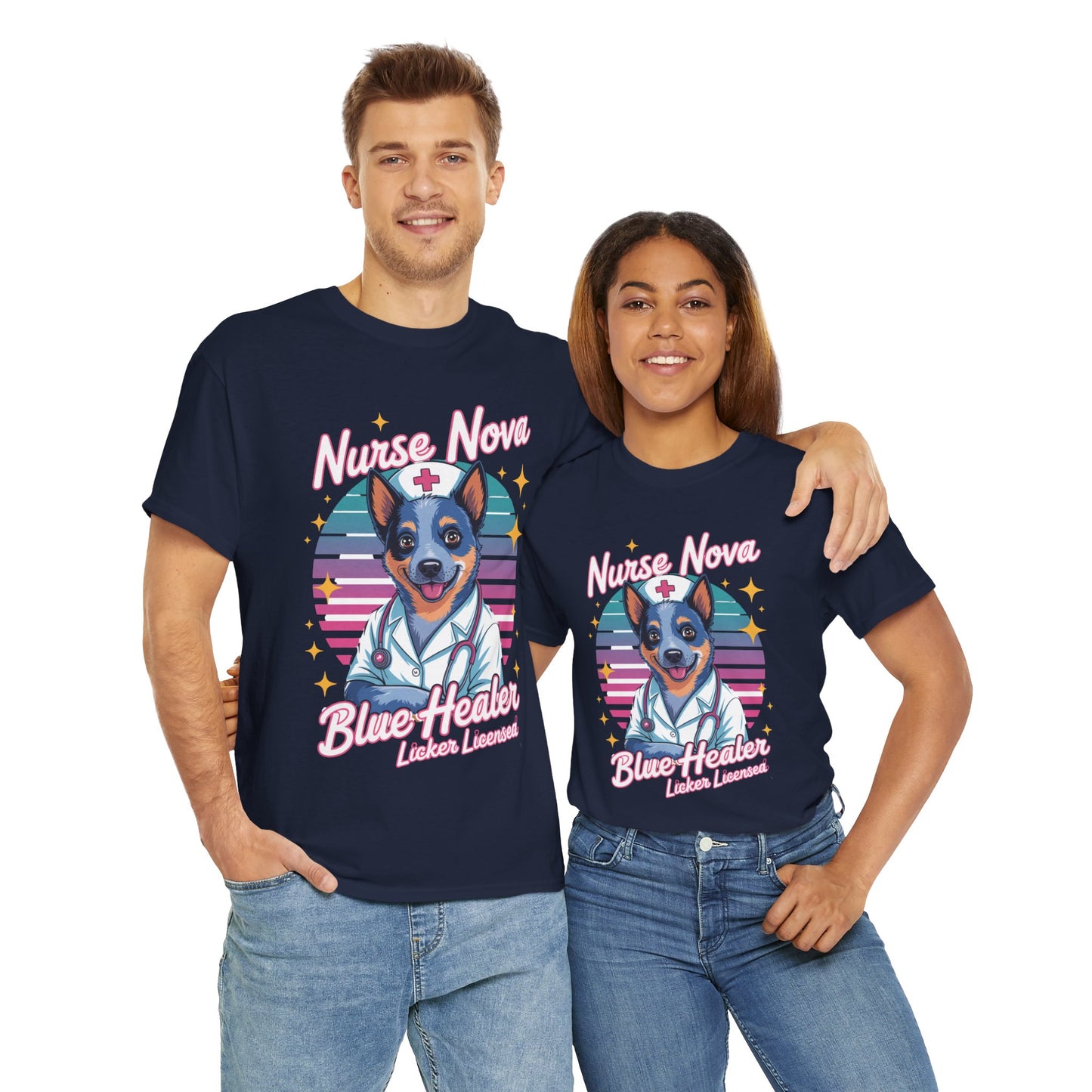 Nurse Dog Blue Healer - Unisex Cotton T-Shirt
