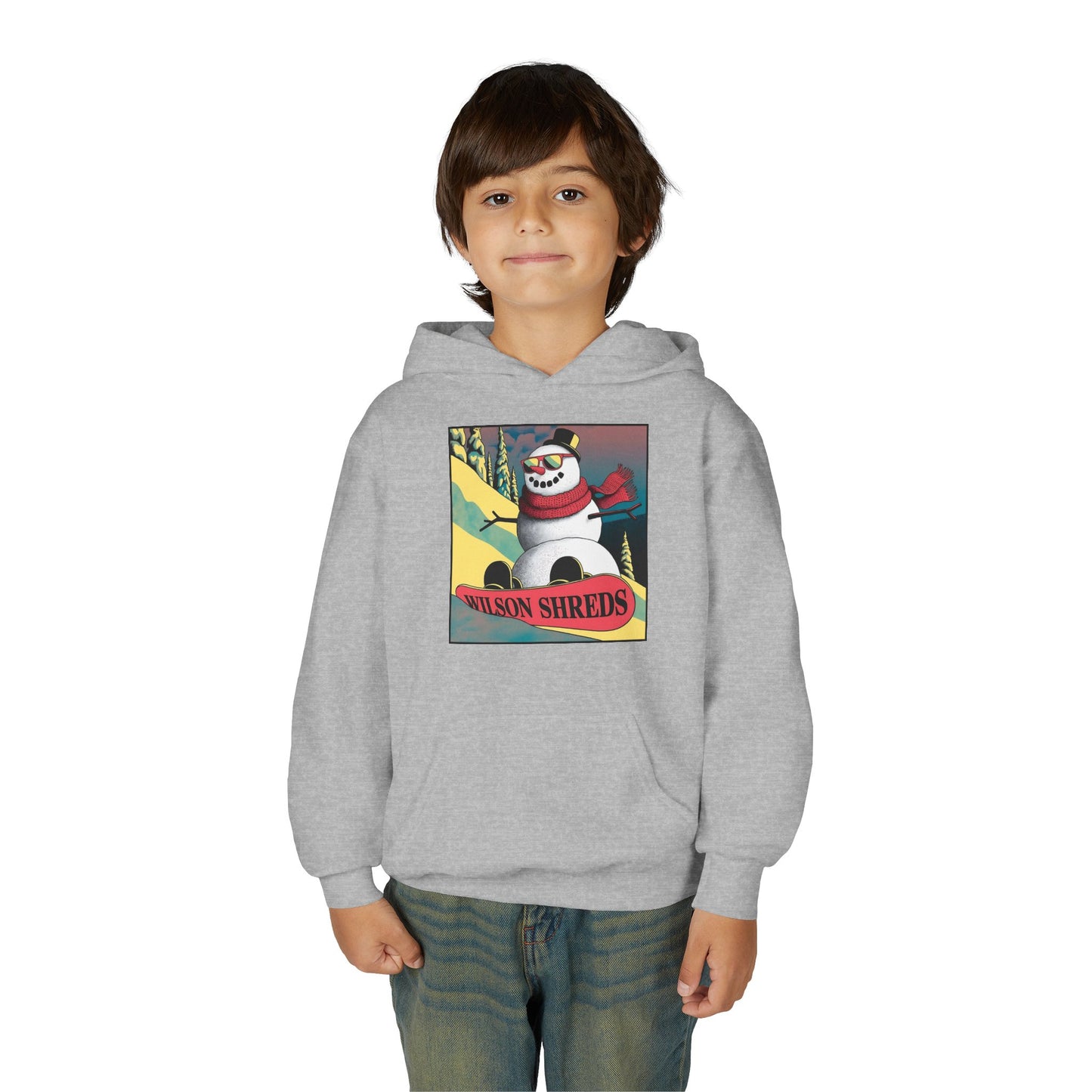 Youth Hooded Sweatshirt - Cool Snowman Graphic