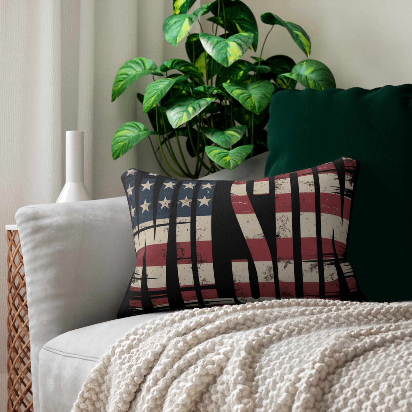 Patriotic WILSON Flag Graphic - Lumbar Pillow with American Flag Design