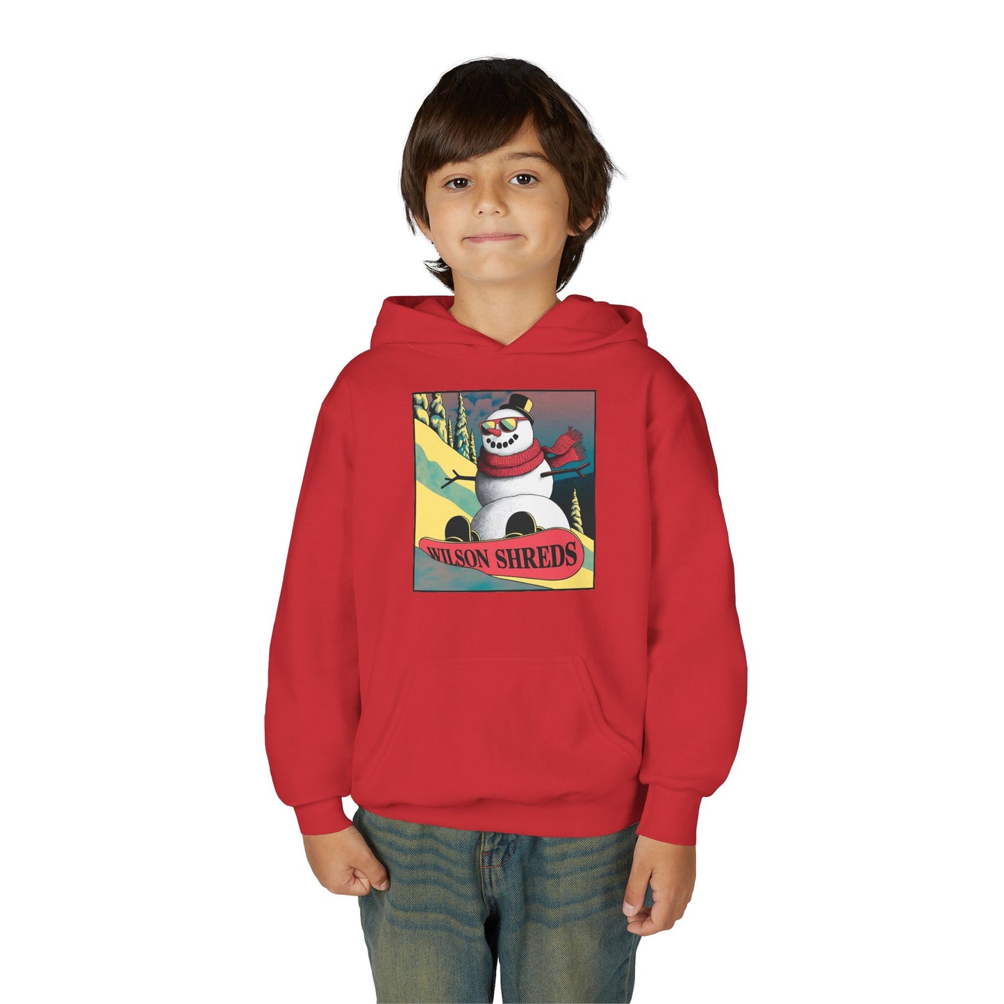Youth Hooded Sweatshirt - Cool Snowman Graphic