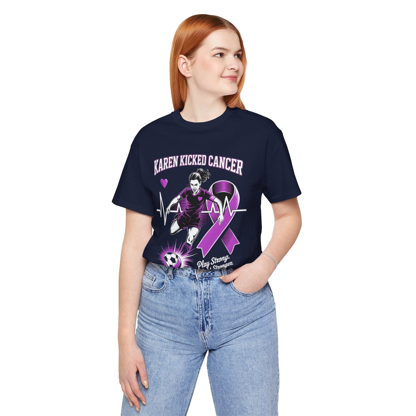 Soccer Kicking Cancer - Cancer Awareness Unisex Jersey Tee