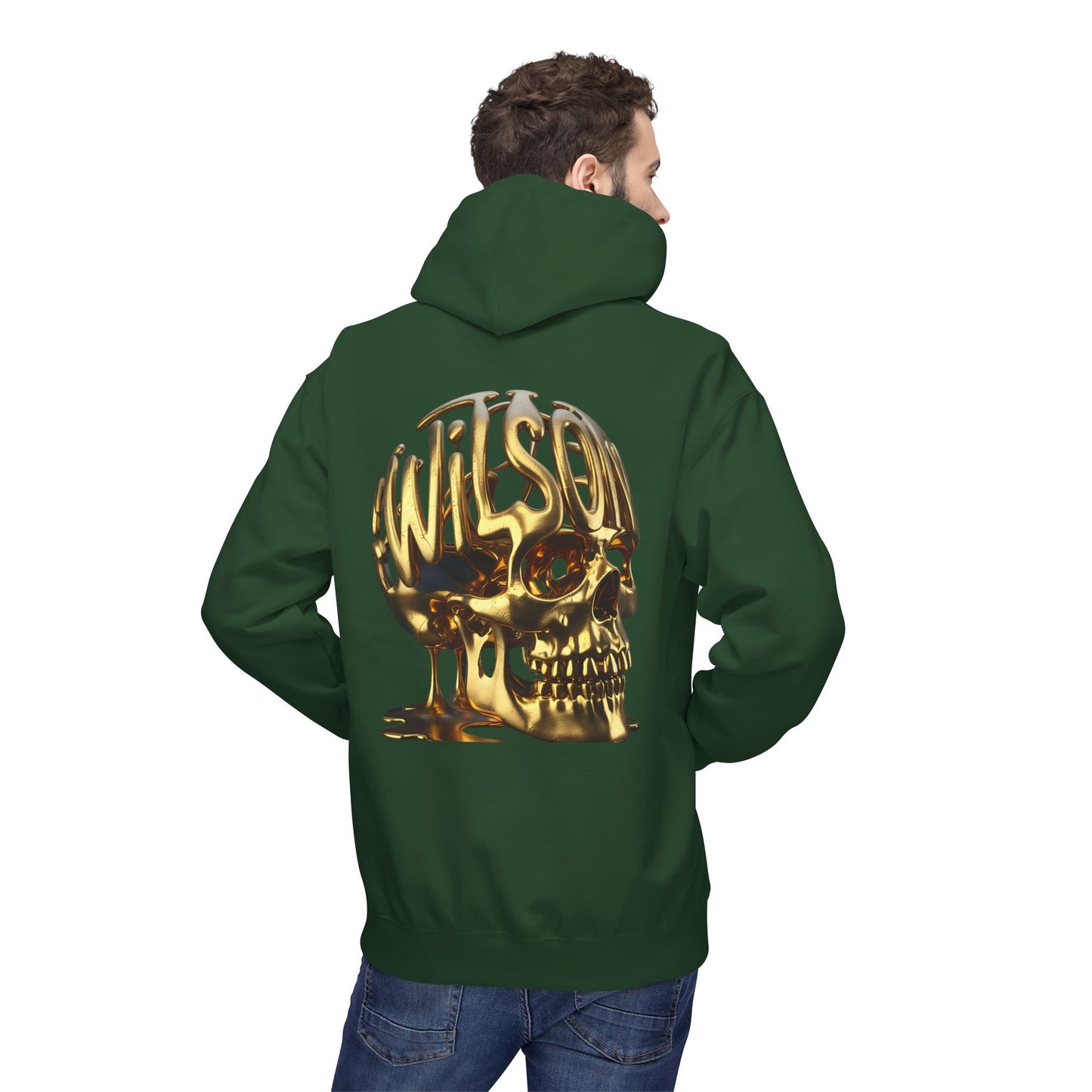 Wilson Skull on back of hoodie- Midweight Fleece Hoodie