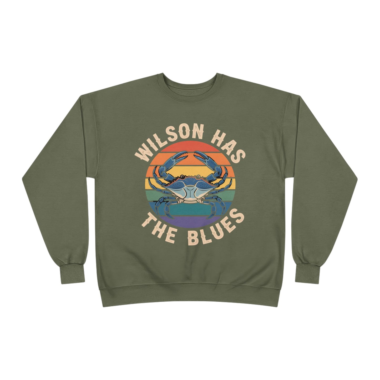 Retro Blue Crab Hanes Sweatshirt, Cozy Unisex Crewneck
