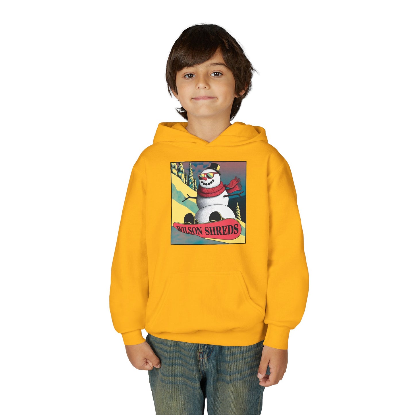 Youth Hooded Sweatshirt - Cool Snowman Graphic