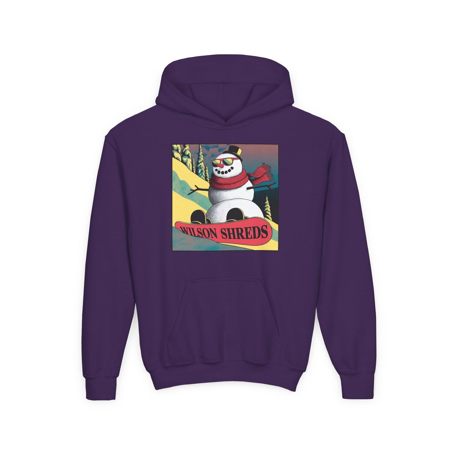 Youth Hooded Sweatshirt - Cool Snowman Graphic