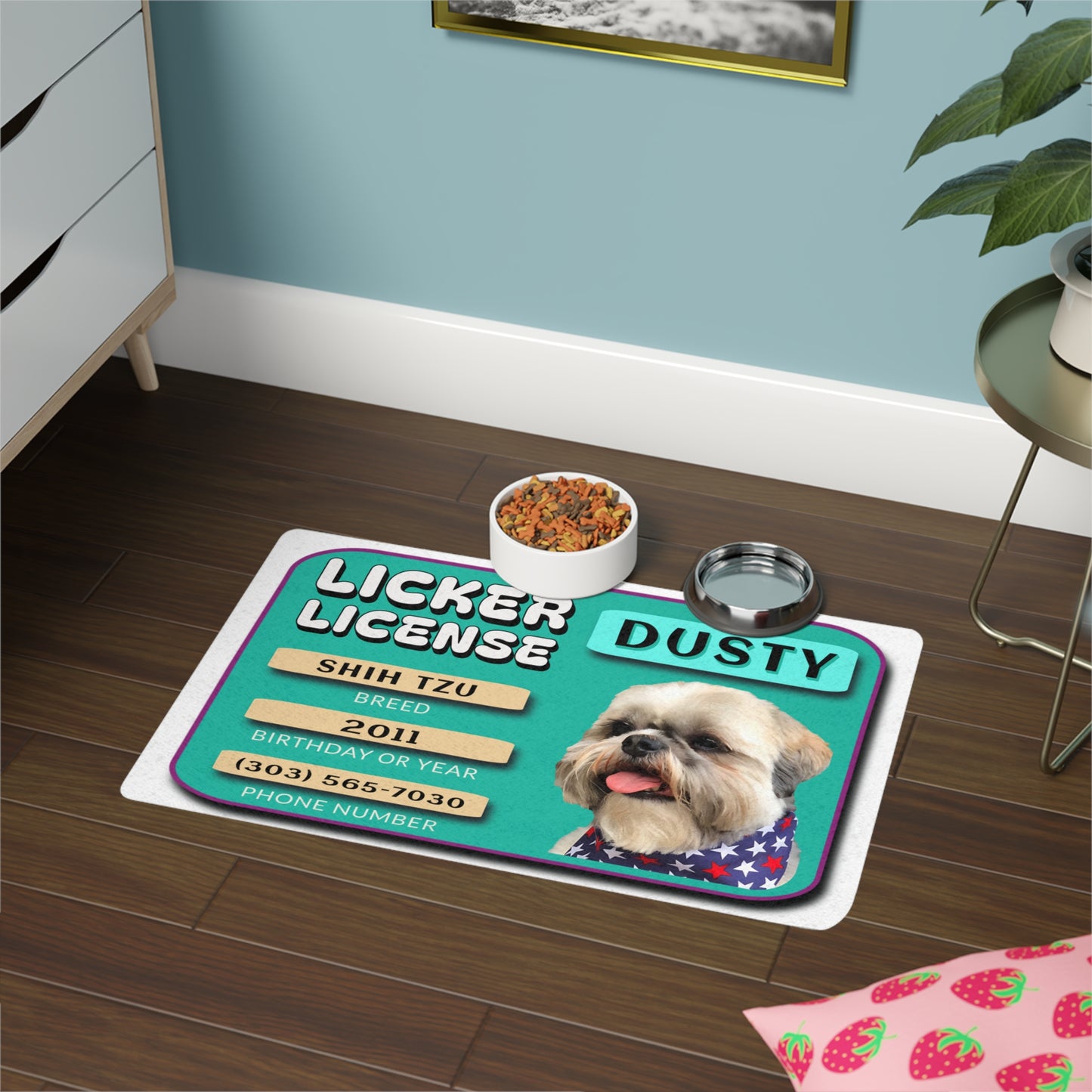 Personalized Licker License for Dogs - Pet Food Mat