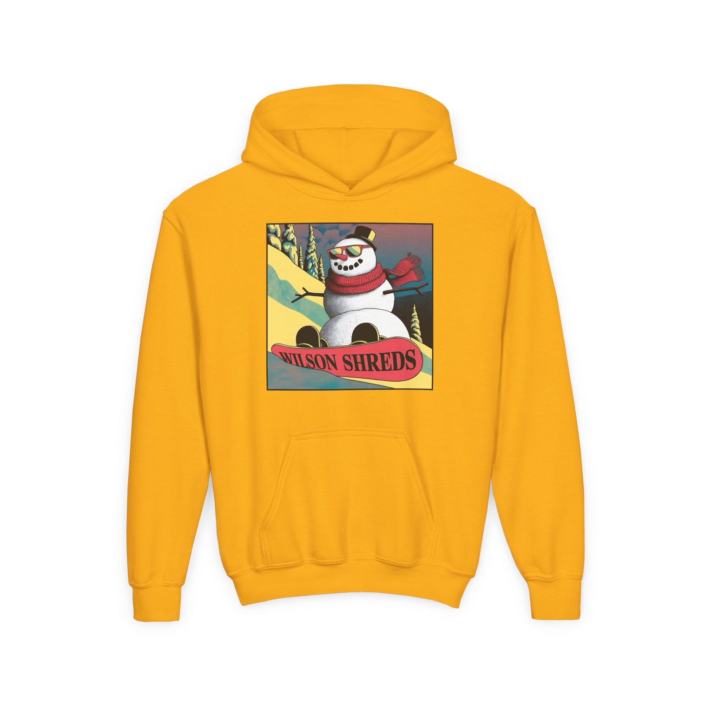 Youth Hooded Sweatshirt - Cool Snowman Graphic