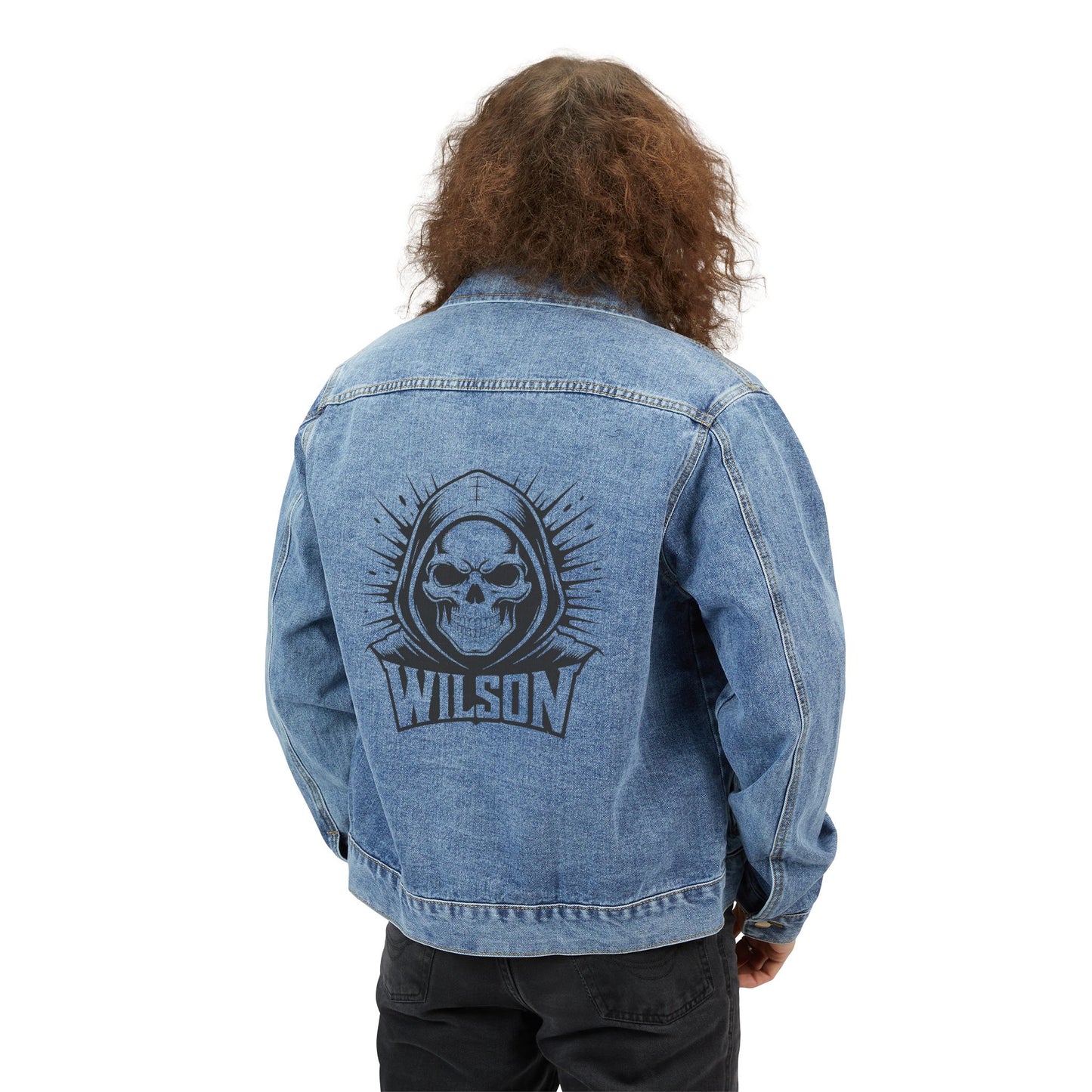 Men's Denim Jacket with Skull Design - Casual Outerwear, Perfect for Rock Festivals, Trendy Streetwear