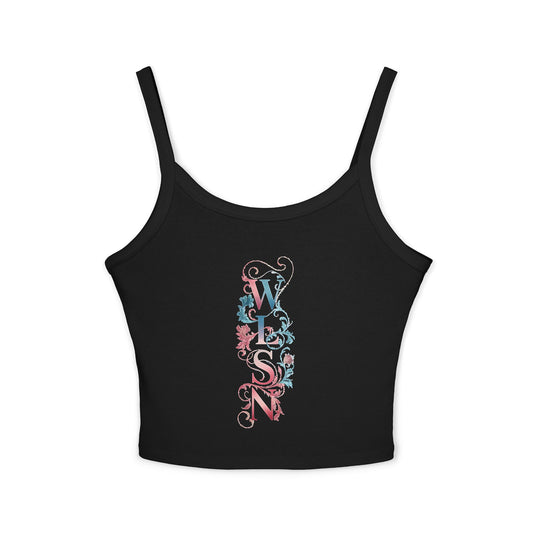 WLSN Floral Text - Women's Spaghetti Strap Tank Top