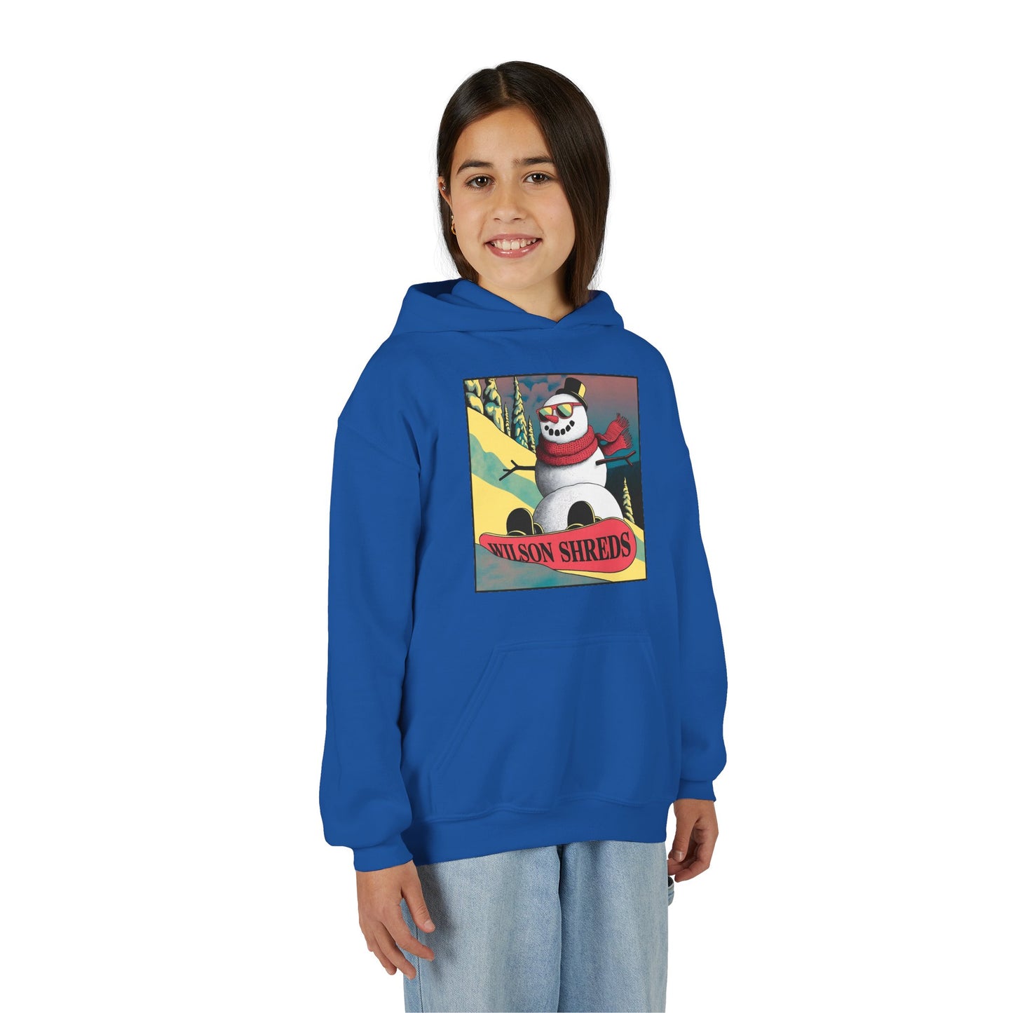 Youth Hooded Sweatshirt - Cool Snowman Graphic