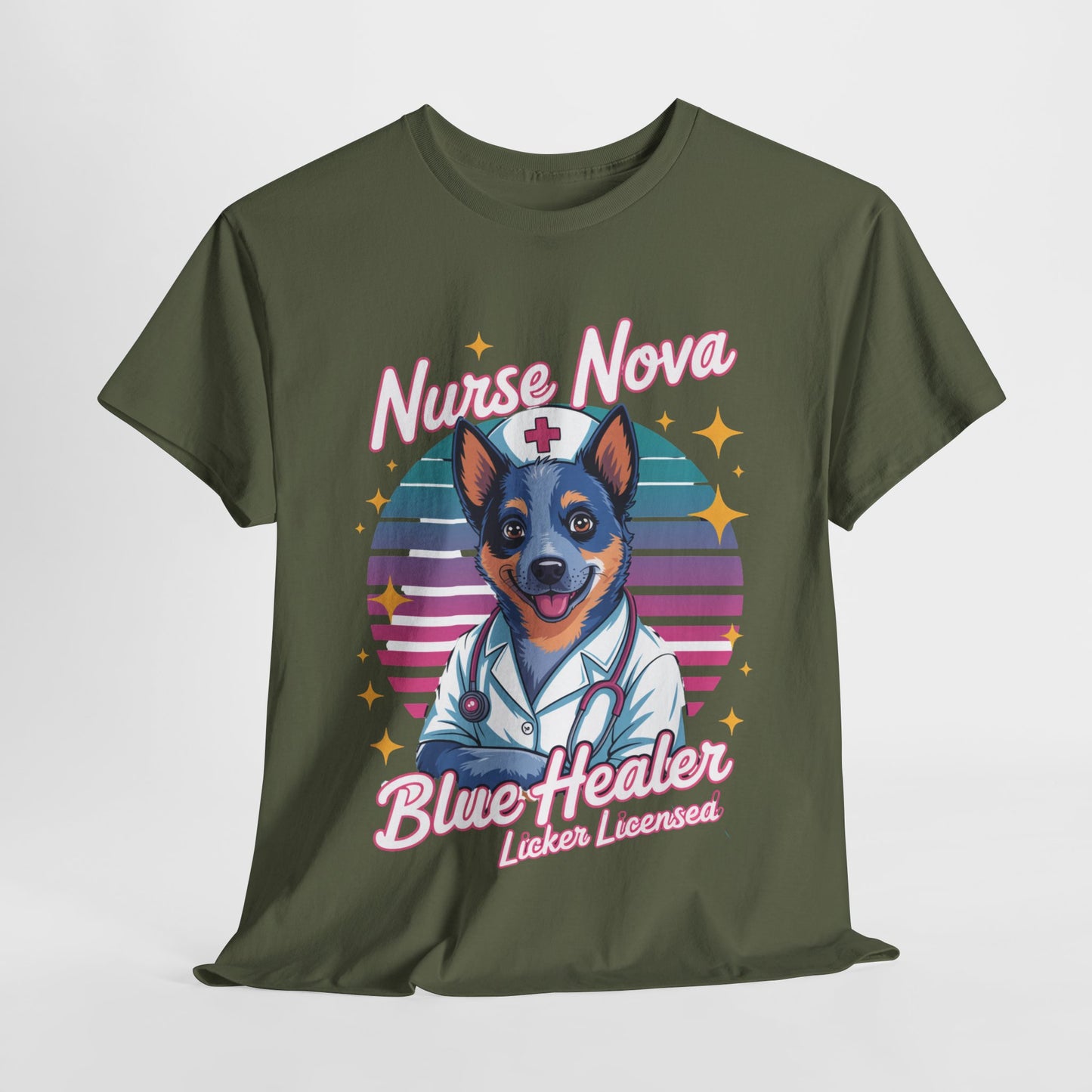 Nurse Dog Blue Healer - Unisex Cotton T-Shirt