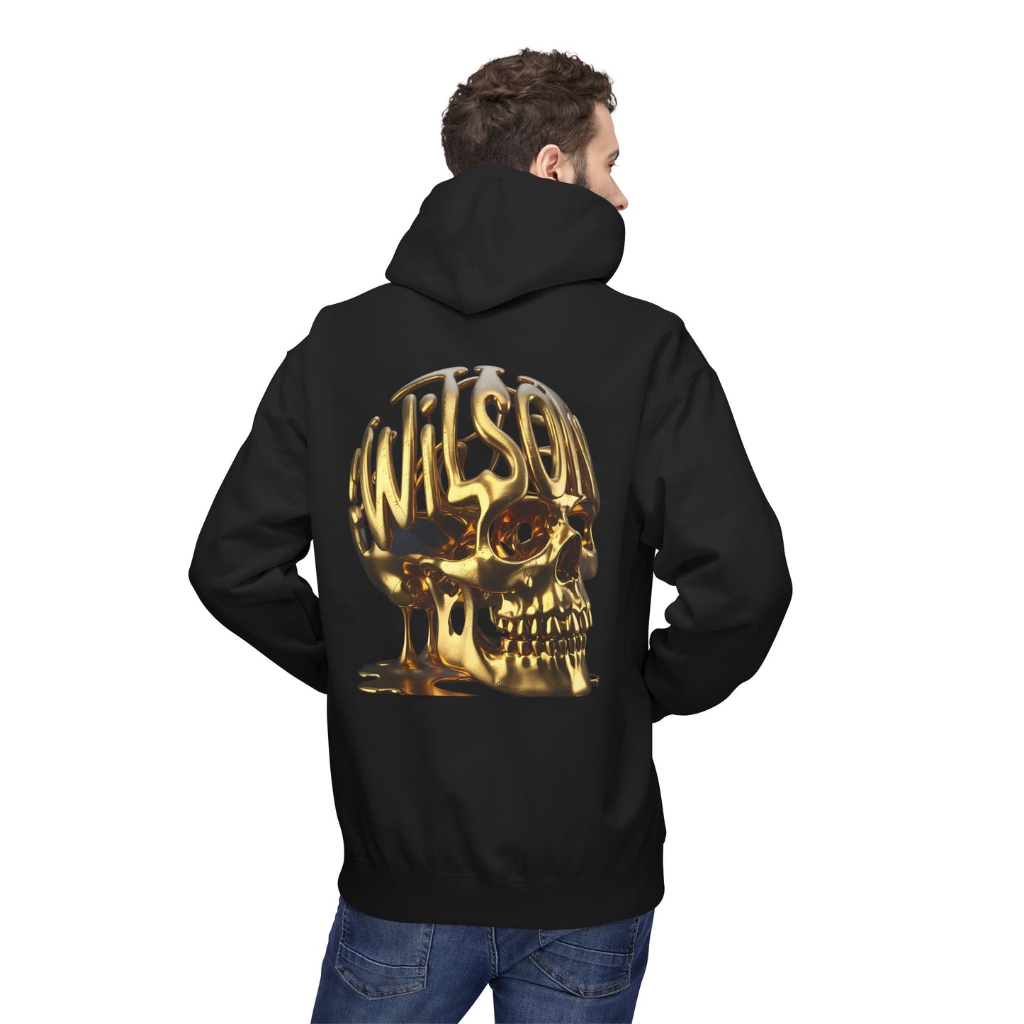 Wilson Skull on back of hoodie- Midweight Fleece Hoodie