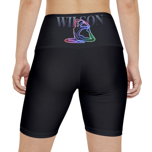 Wilson Yoga Pose - on back of Women's Workout Shorts