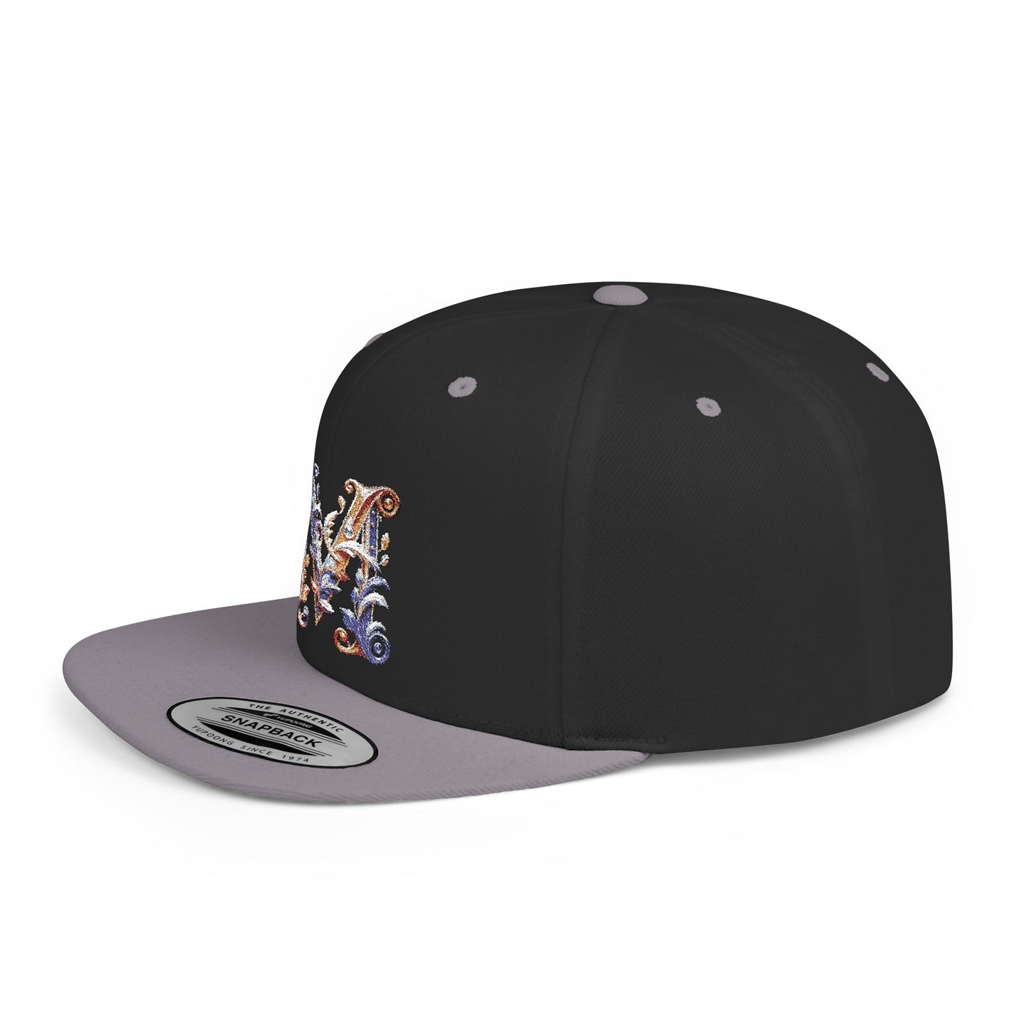 M Initial Graphic  - Flat Bill Snapback Hat