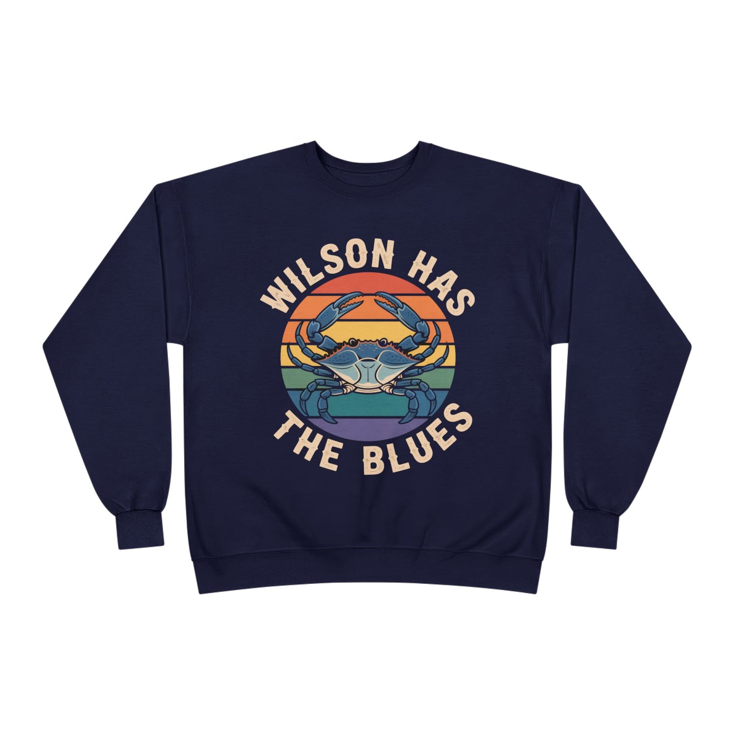 Retro Blue Crab Hanes Sweatshirt, Cozy Unisex Crewneck