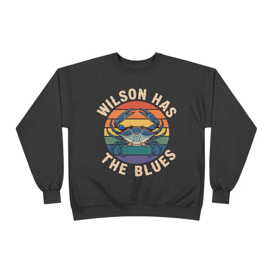 Retro Blue Crab Hanes Sweatshirt, Cozy Unisex Crewneck