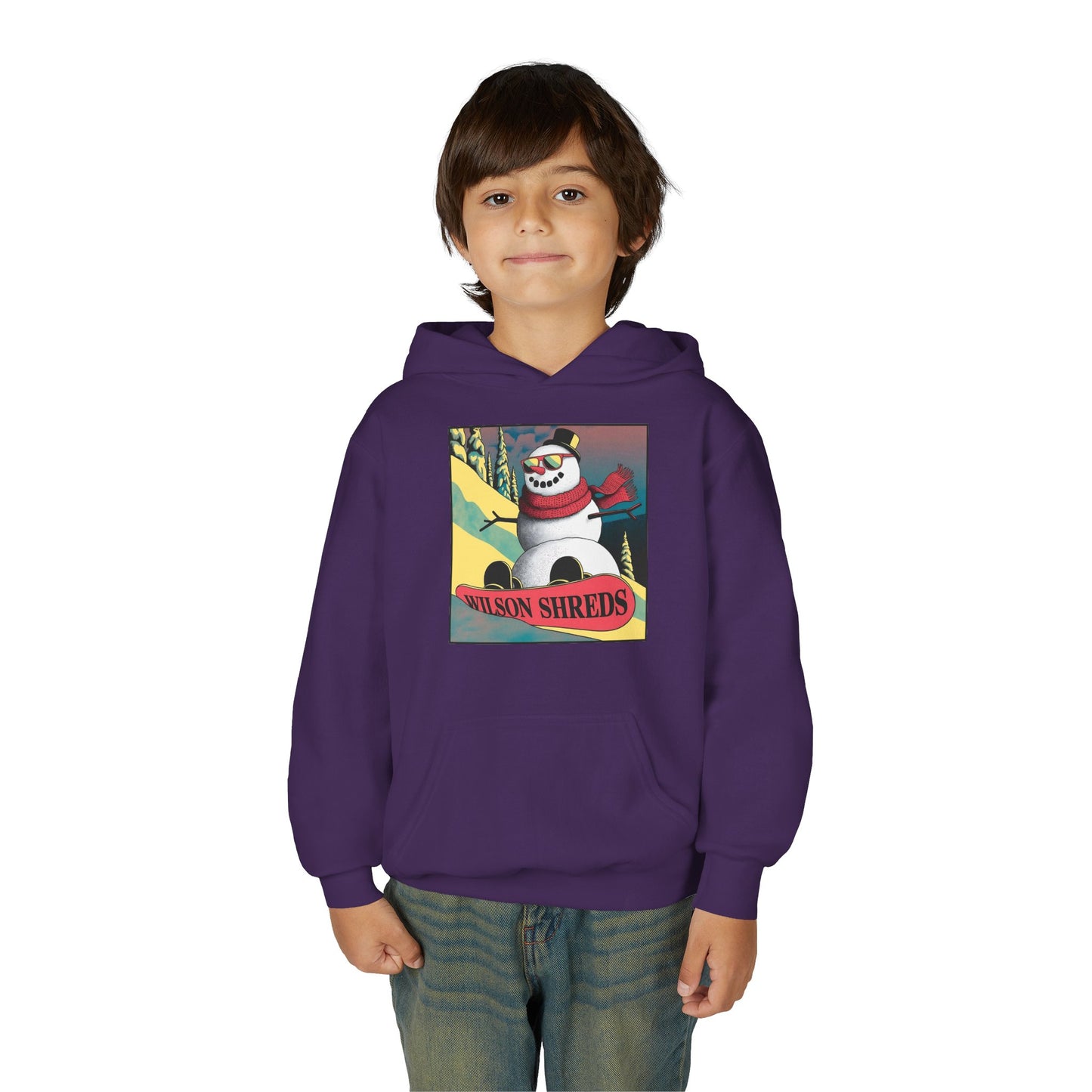 Youth Hooded Sweatshirt - Cool Snowman Graphic