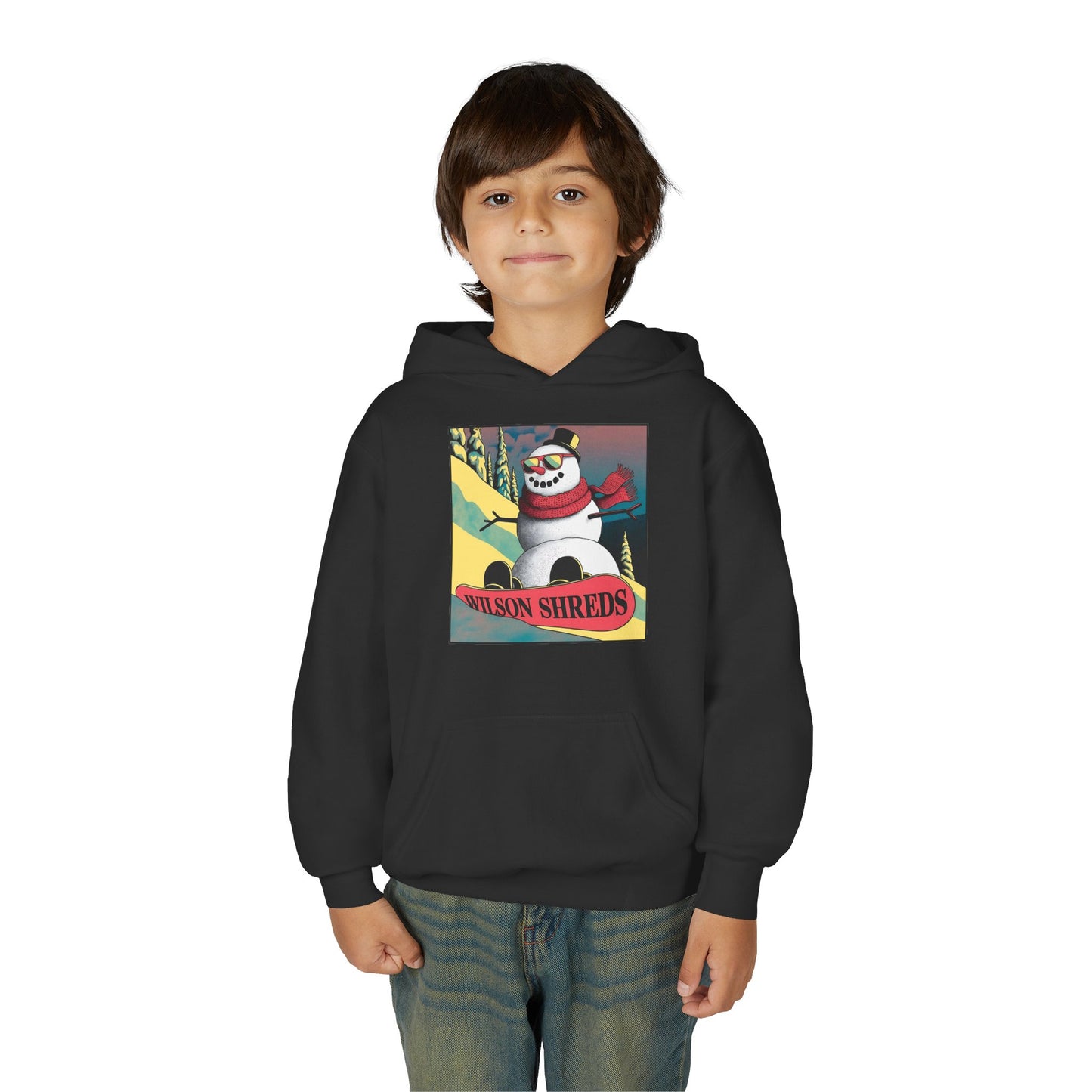 Youth Hooded Sweatshirt - Cool Snowman Graphic