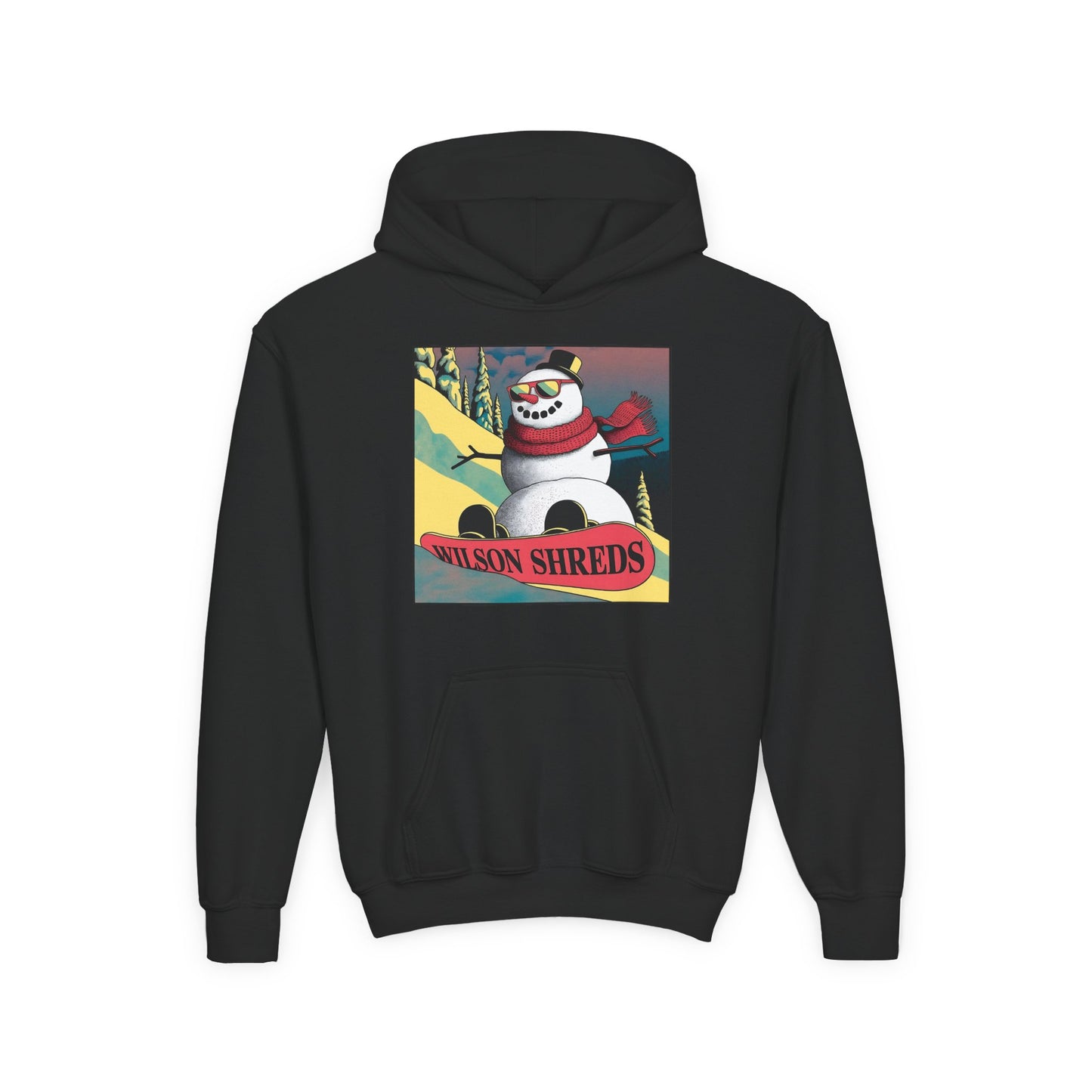 Youth Hooded Sweatshirt - Cool Snowman Graphic
