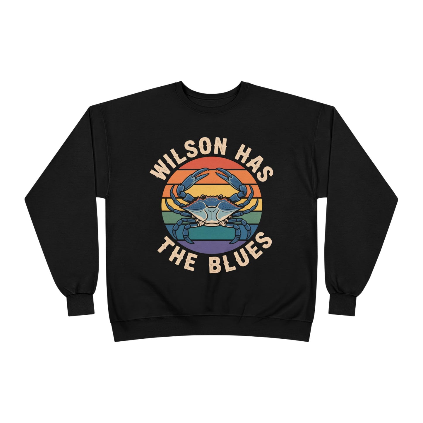 Retro Blue Crab Hanes Sweatshirt, Cozy Unisex Crewneck