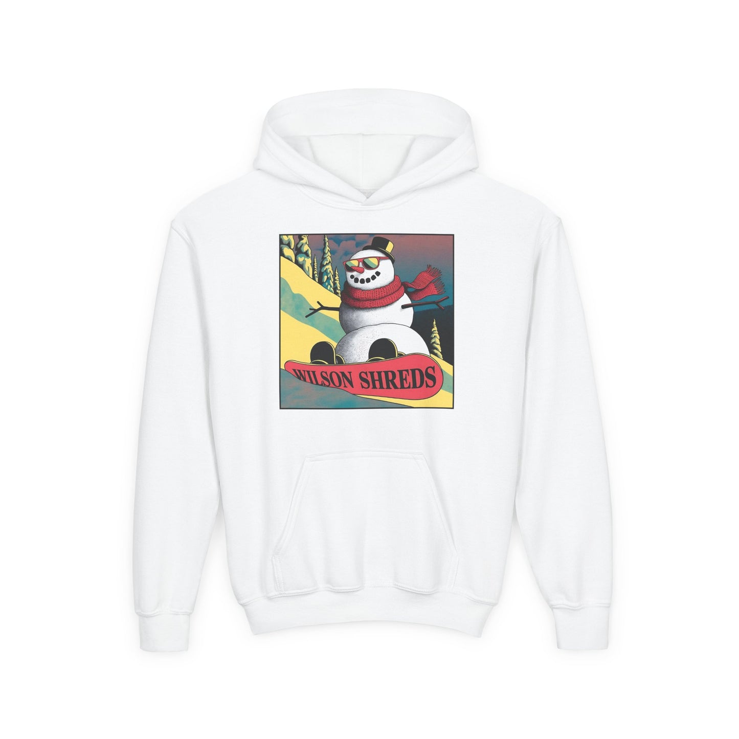 Youth Hooded Sweatshirt - Cool Snowman Graphic