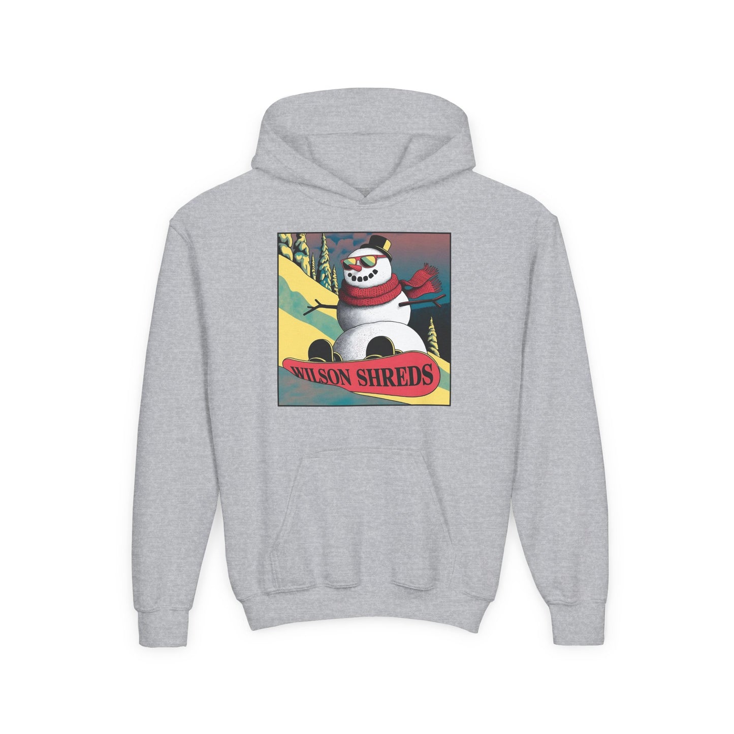 Youth Hooded Sweatshirt - Cool Snowman Graphic