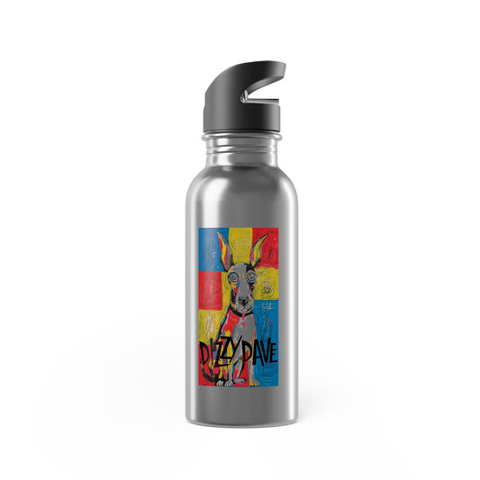 Dizzy Dave Dog - Colorful Stainless Steel Water Bottle with Straw, 20oz