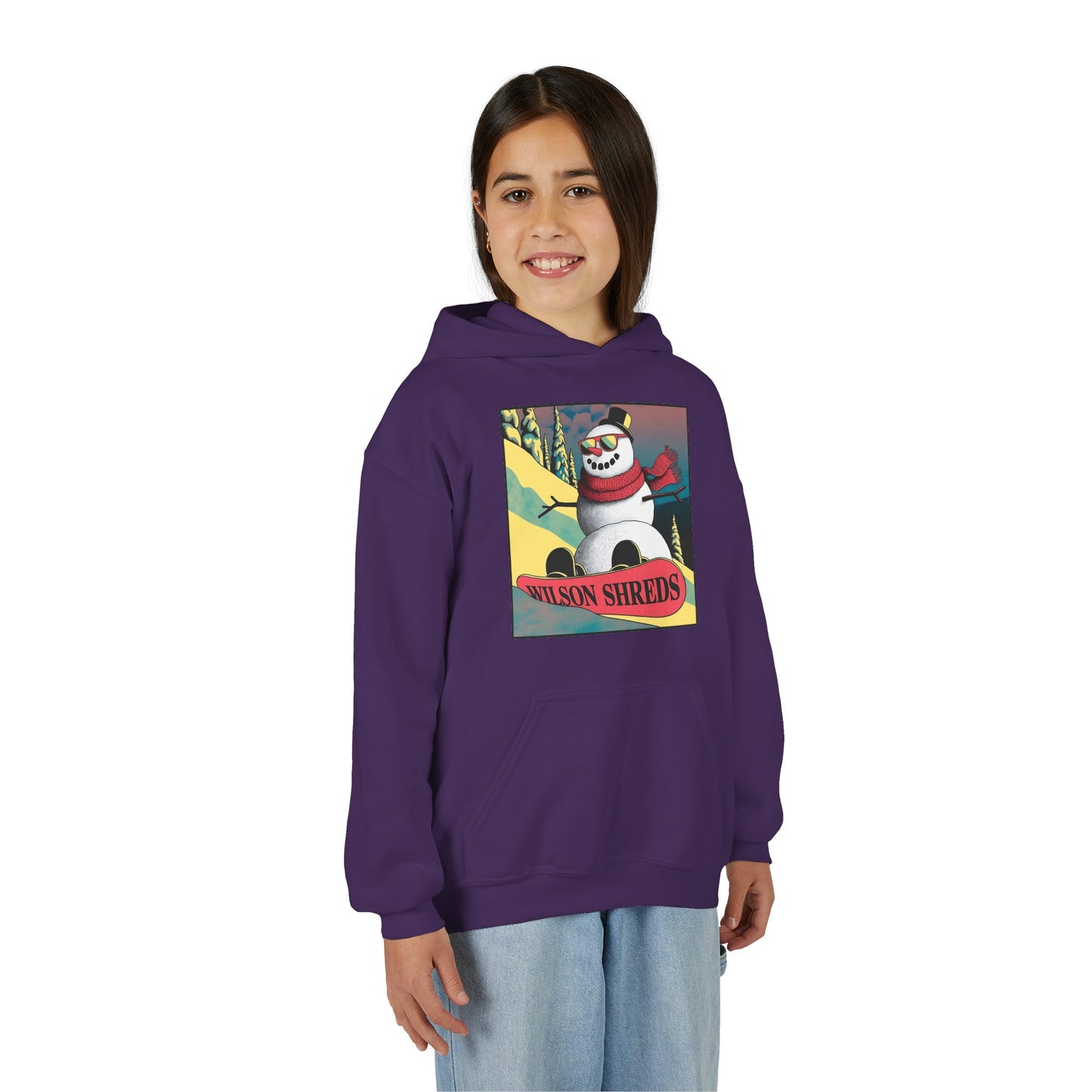 Youth Hooded Sweatshirt - Cool Snowman Graphic